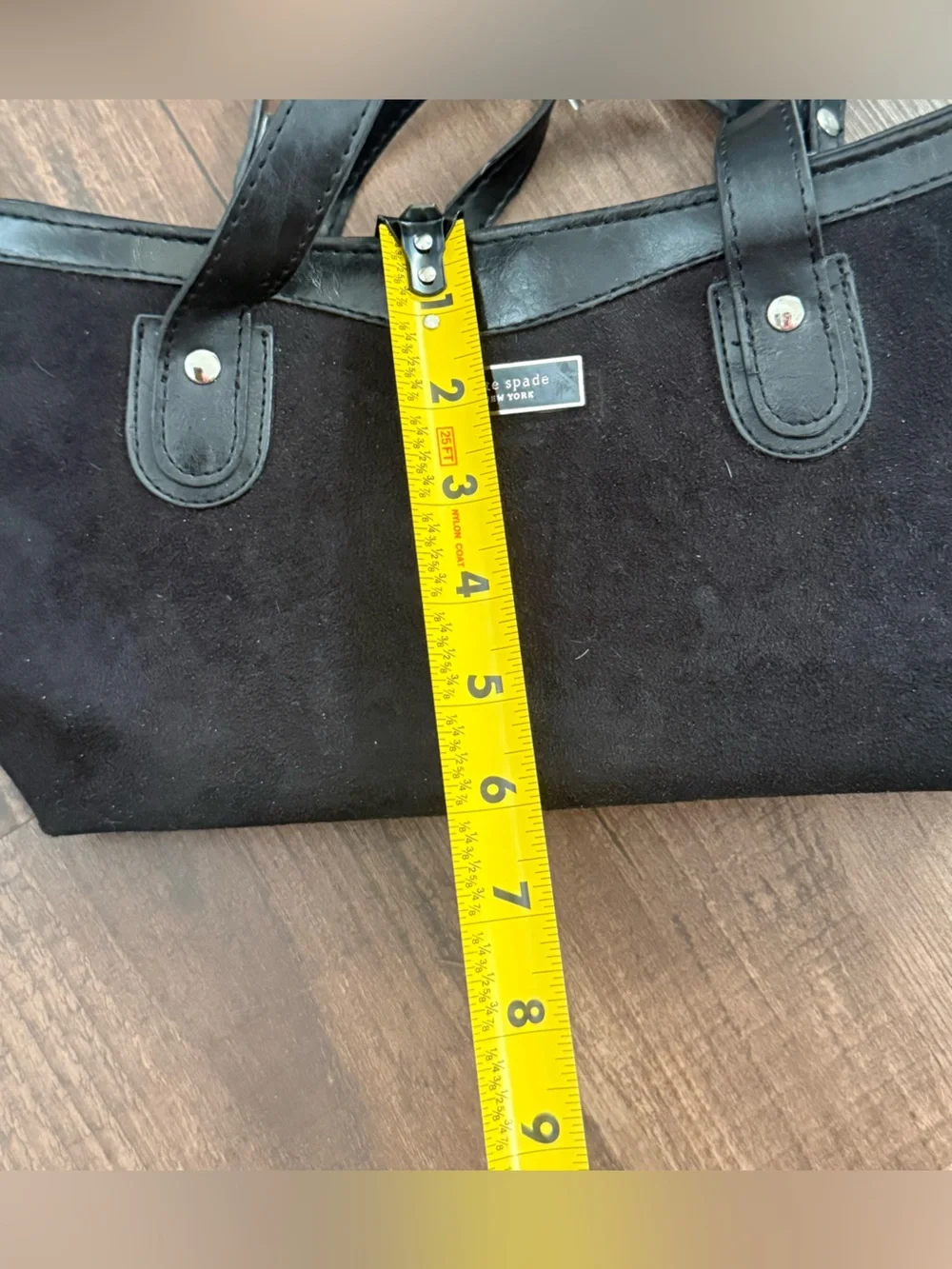 kate spade Black Suede Shoulder Bag with Faux Leather Trim